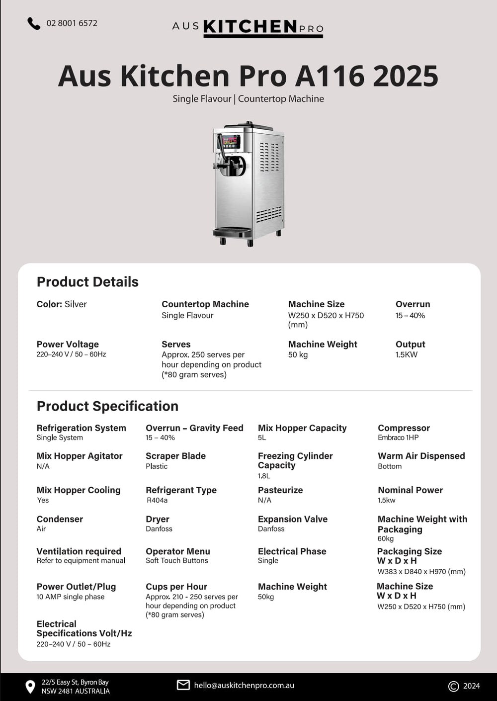 Aus Kitchen Pro A116 - Soft Serve Ice Cream/Acai Machine | SilverChef