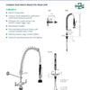 3Monkeez T-3M53007-C - Stainless Steel Dual Hob Mount Pre-Rinse
