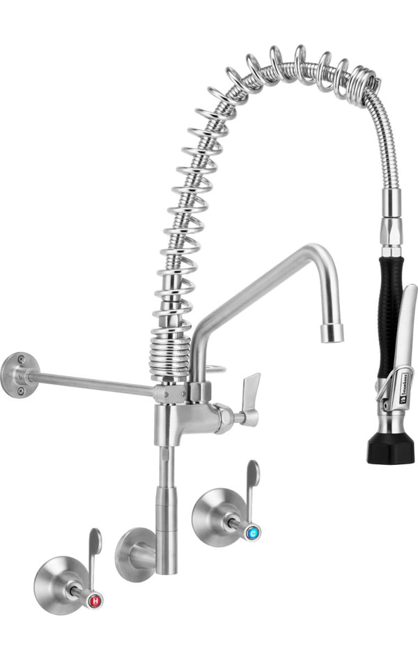 3Monkeez T-3M53822-C - Compact Stainless Steel Wall Stops & Elbow Pre-Rinse
