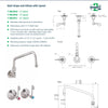 3Monkeez T-3MCW12 - Wall Stops & Elbow with 12" Spout
