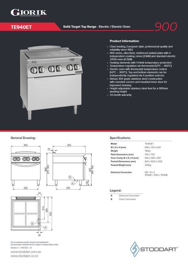 Giorik TE940ET - Target Top Range Oven