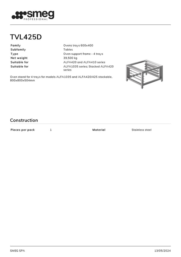 Smeg Professional Alfa TVL425D - Oven Stand