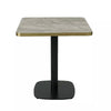 Gold Aluminium Edge HPL Laminate Tabletop in Tawny Marble Complete Table with Black Cavallo 450 Table Base
