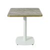 Gold Aluminium Edge HPL Laminate Tabletop in Tawny Marble Complete Table with White Cavallo 450 Table Base