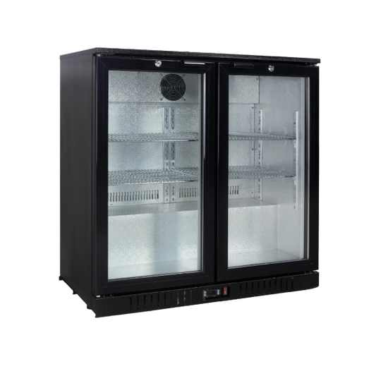 Exquisite UBC210 Black Two Door Back Bar Fridge