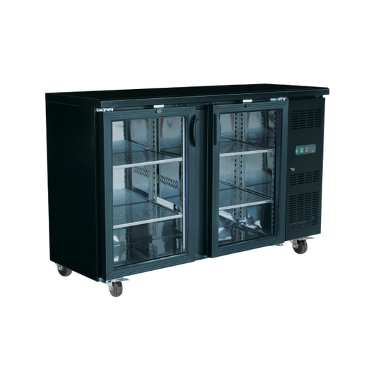 Exquisite UBC380 Black Two Door Back Bar Fridge