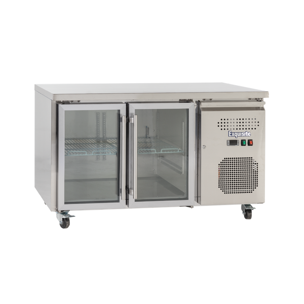 Exquisite USC260G - Two Glass Door Underbench Fridge