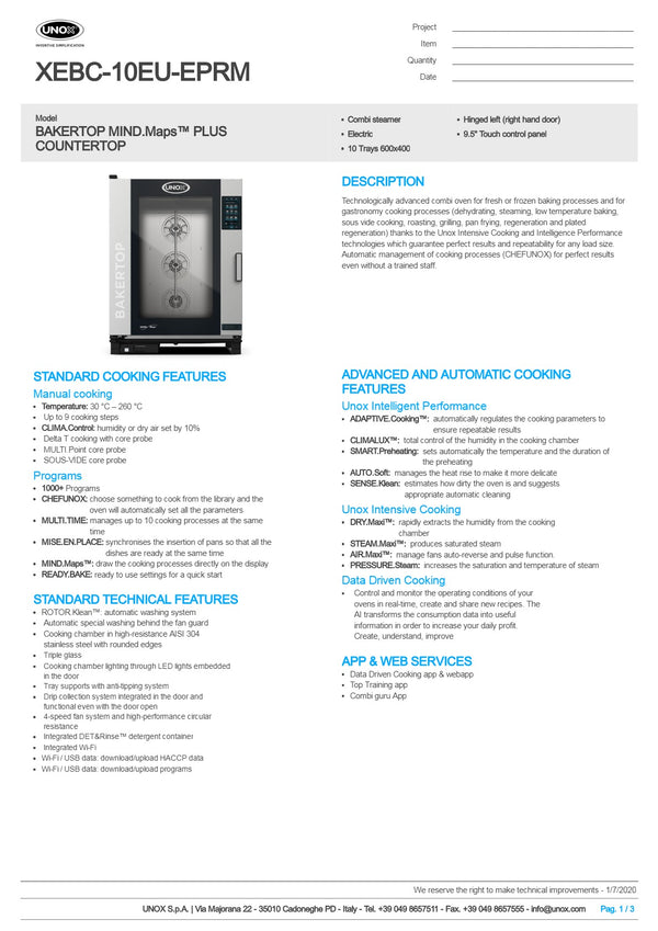 Unox Bakertop XEBC-10EU-EPRM - Combi Oven