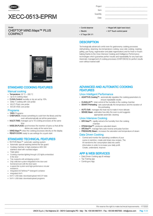 Unox Cheftop Compact XECC-0513-EPRM - Combi Oven