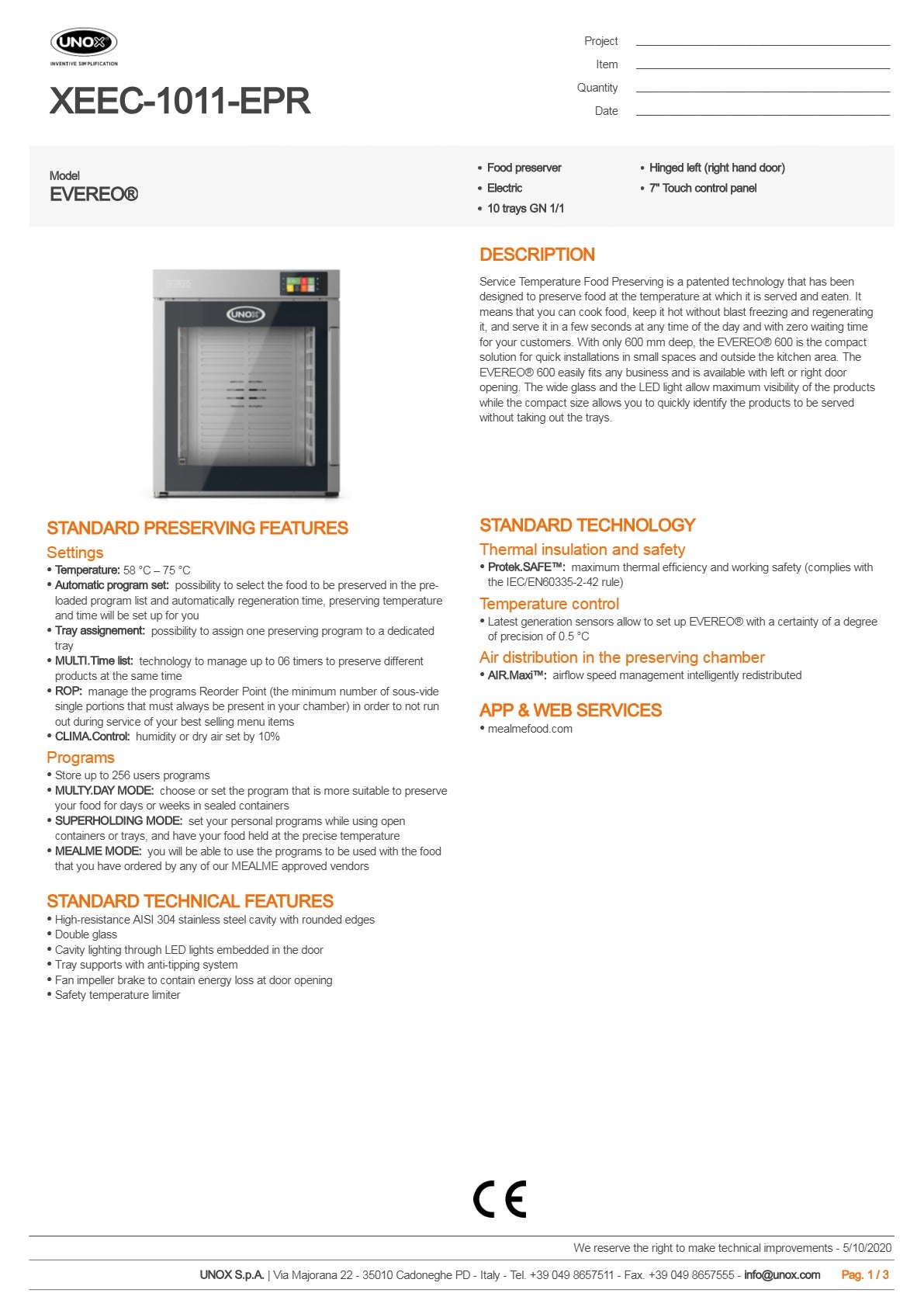 Unox EVEREO XEEC-1011-EPR - Food Preserver