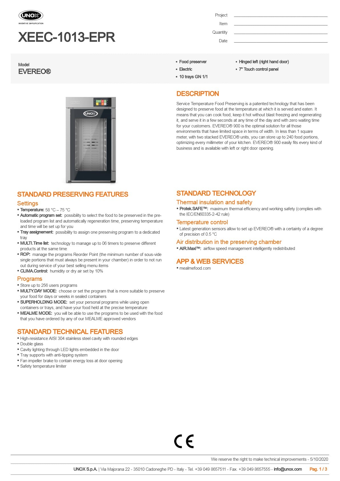 Unox EVEREO XEEC-1013-EPR - Food Preserver