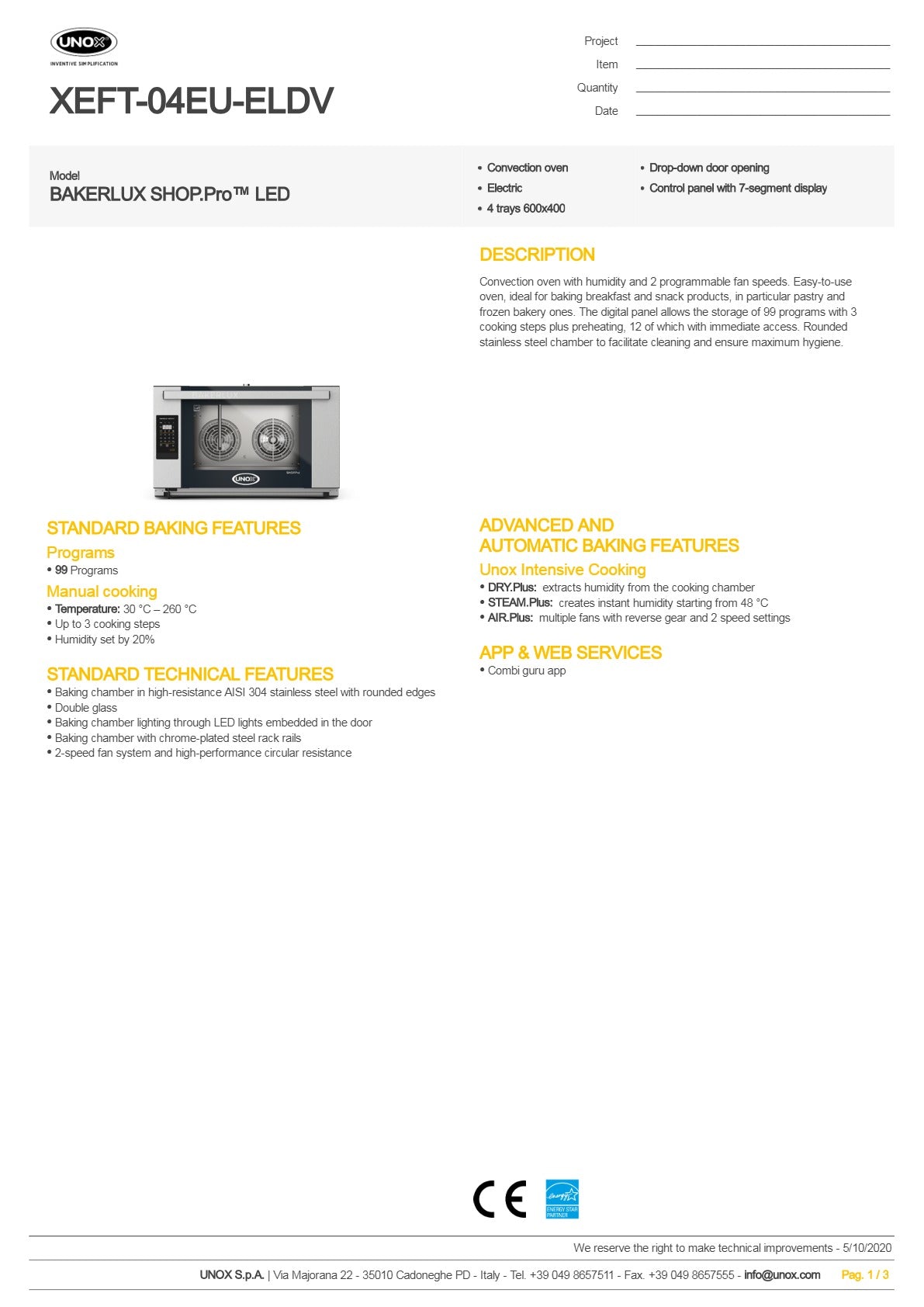 Unox Bakerlux Shop.Pro XEFT-04EU-ELDV - Convection Oven