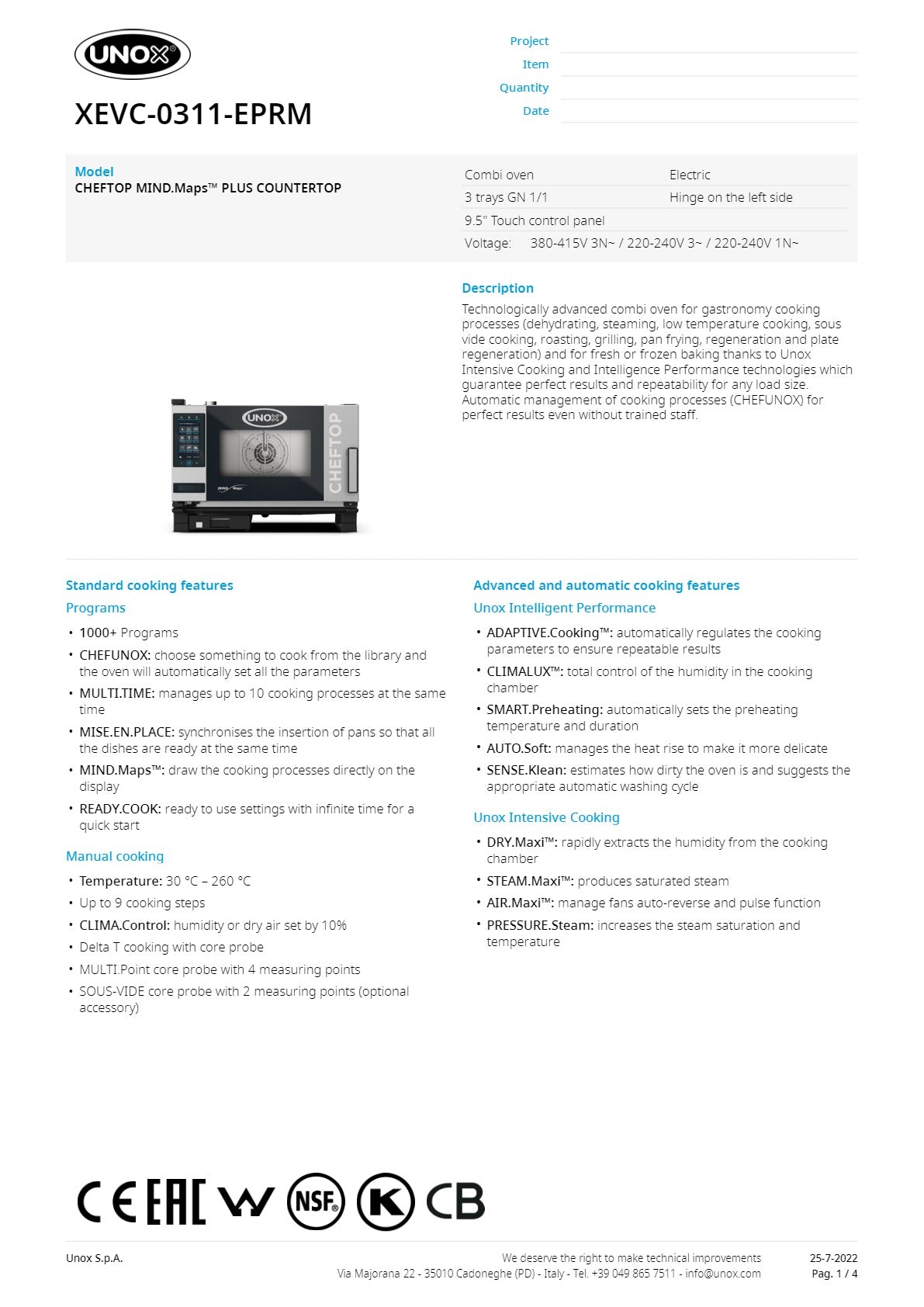 Unox Cheftop XEVC-0311-EPRM - Combi Oven