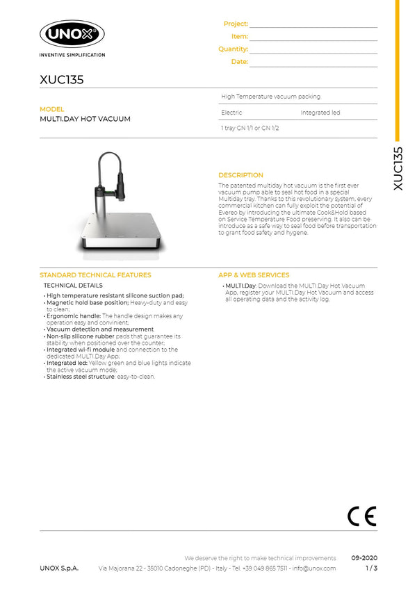 Unox Multi.Day XUC135 - Hot Vacuum