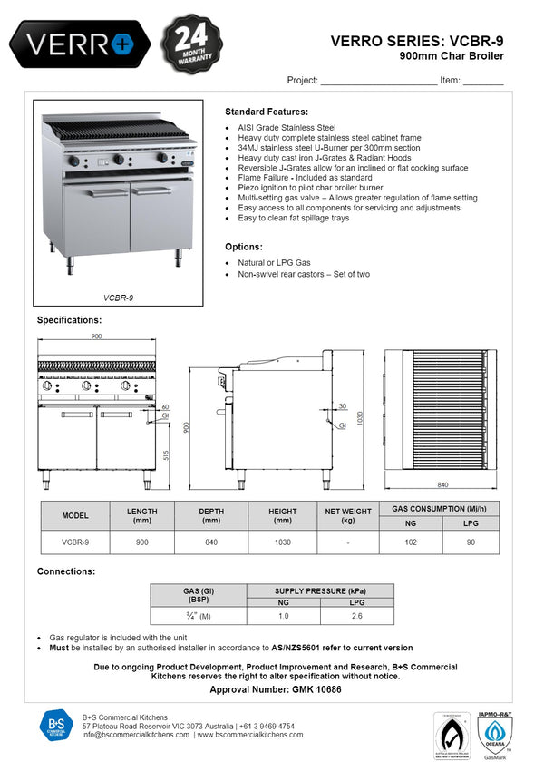 B+S Verro VCBR-9 - Char Grill