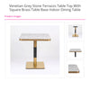 Venetian Grey Stone Terrazzo Table Top with Square Brass Table Base