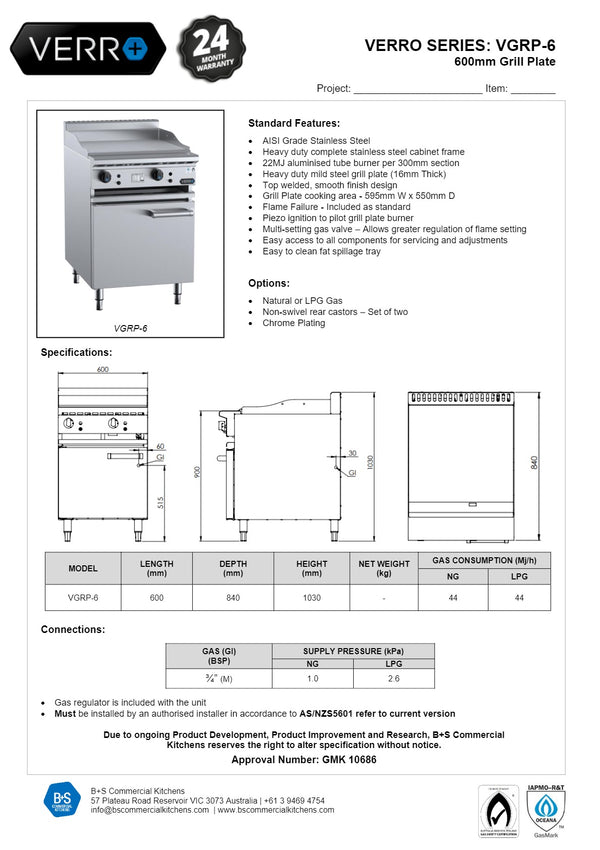 B+S Verro VGRP-6 - Grill Plate