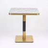 Venetian Grey Stone Terrazzo Table Top with Square Brass Table Base