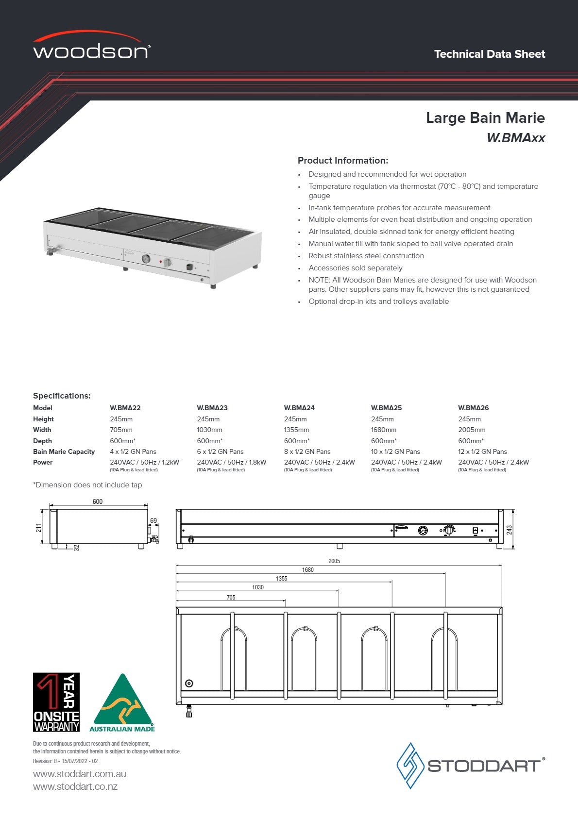 Woodson W.BMA25 - Bain Marie
