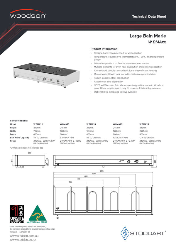 Woodson W.BMA25 - Bain Marie