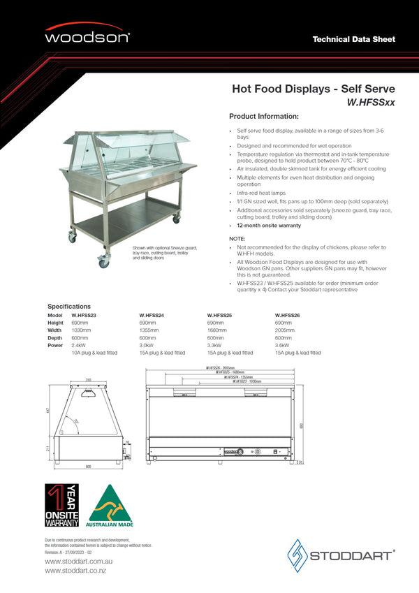 Woodson W.HFSS26 - Self Serve Hot Food Display