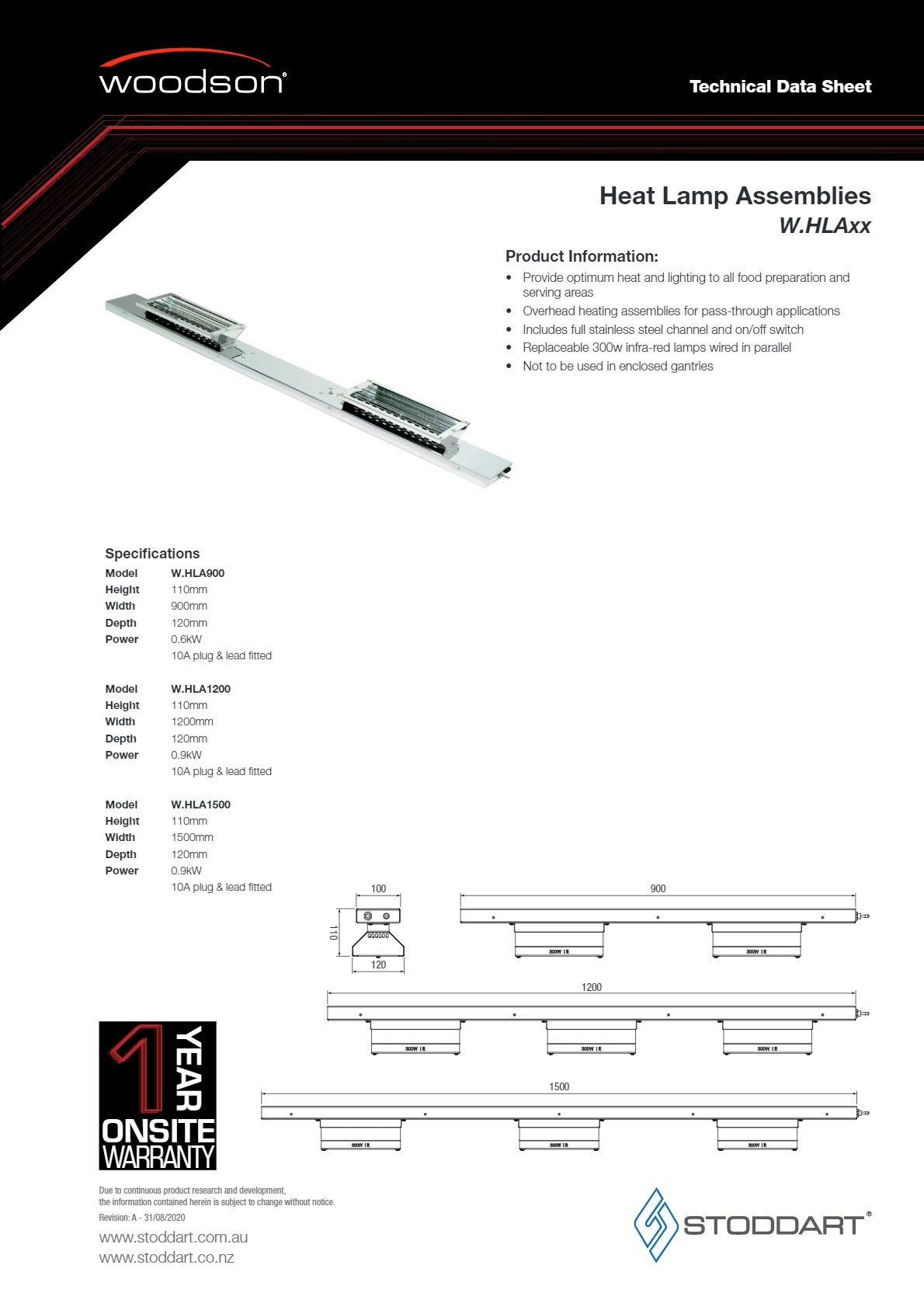 Woodson W.HLA1200 - Heat Lamp Assembly