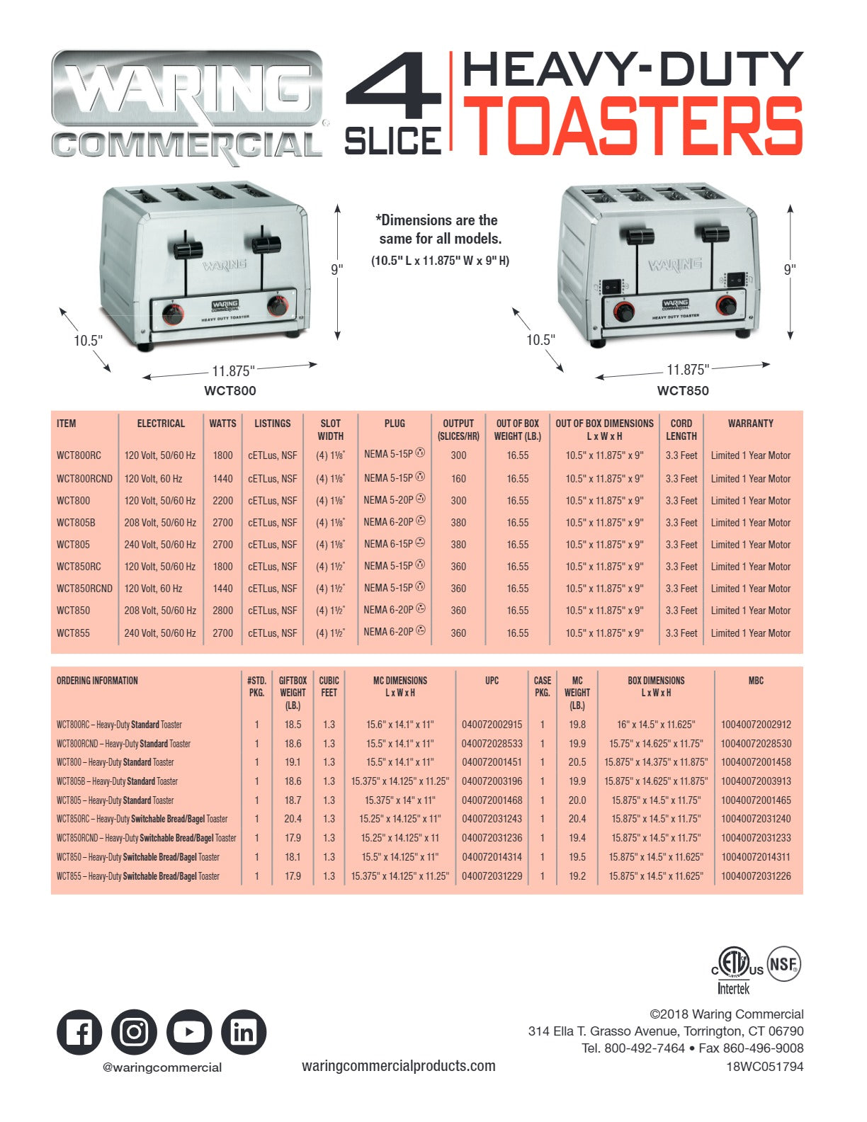 Waring WCT850 - Four-Slot Toaster
