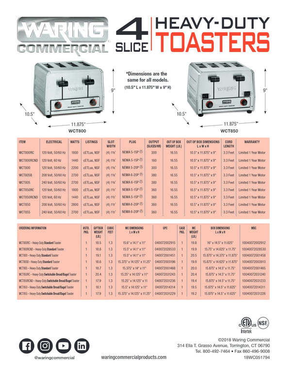 Waring WCT850 - Four-Slot Toaster