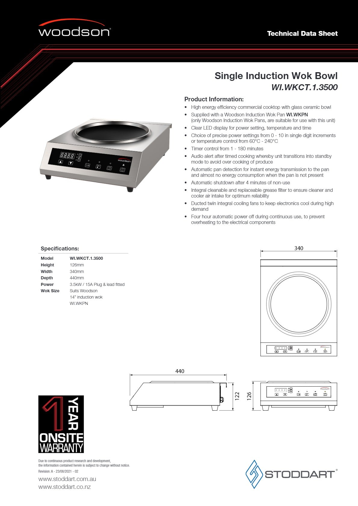 Thumbnail - Woodson WI.WKCT.1.3500.W - Countertop Induction Wok