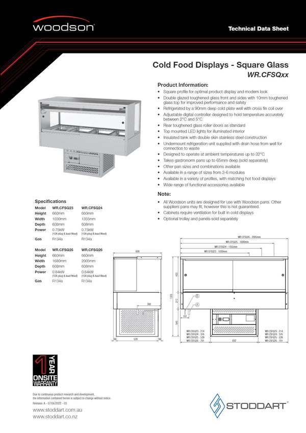 Woodson WR.CFSQ26 - Cold Food Display