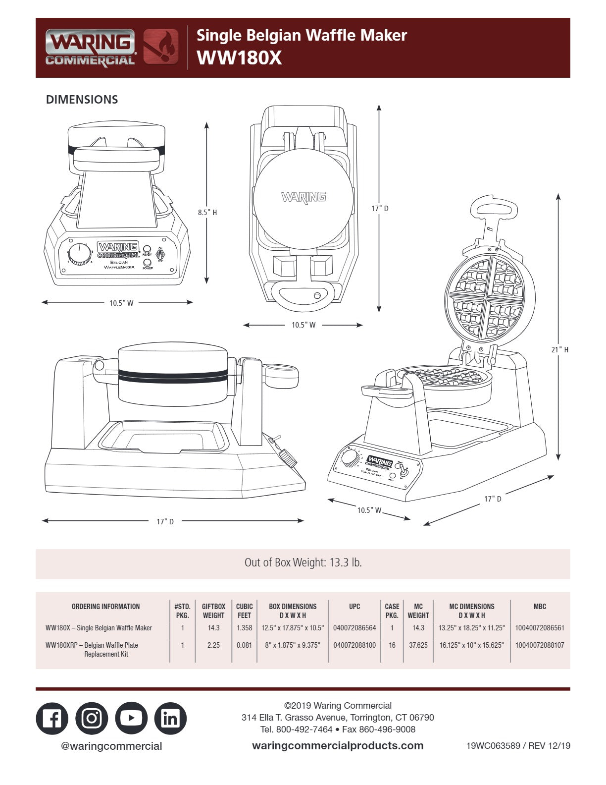 Waring WW180X - Belgian Waffle Maker