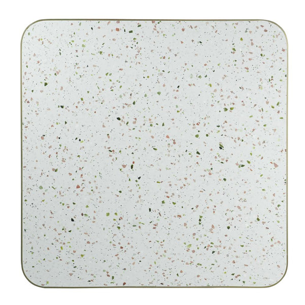 White Candy Terrazzo Table with White Discus Base