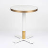 White Candy Terrazzo Table Top with Brass Cross Table Base