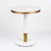 White Candy Terrazzo Table Top with Discus Table Base
