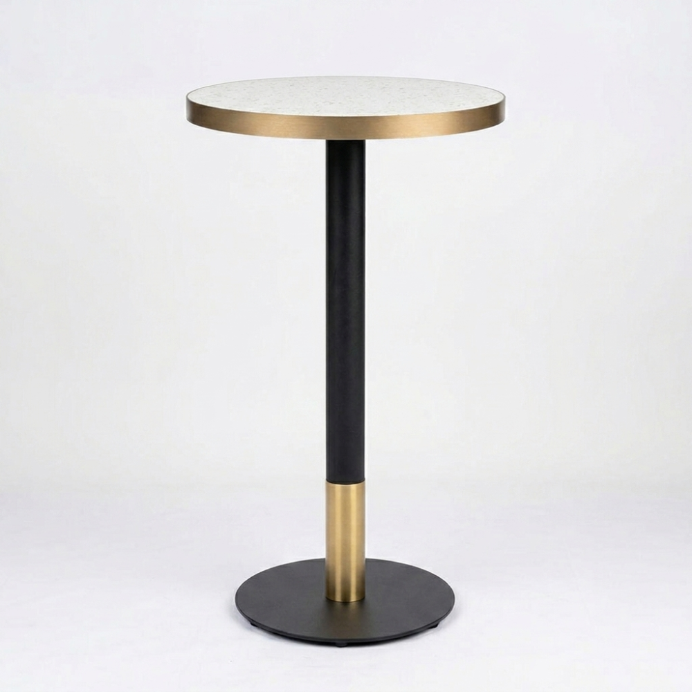 White Candy Terrazzo Table with Black Discus Base – SilverChef AU