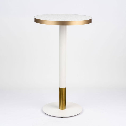 White Candy Terrazzo Table with White Discus Base