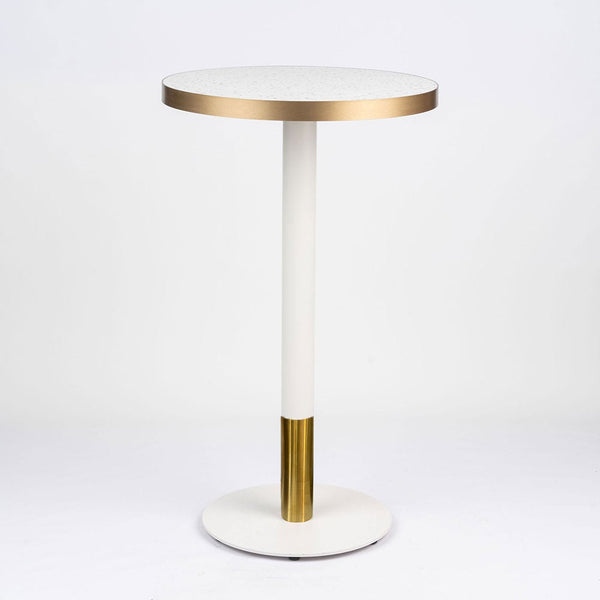 White Candy Terrazzo Table with White Discus Base