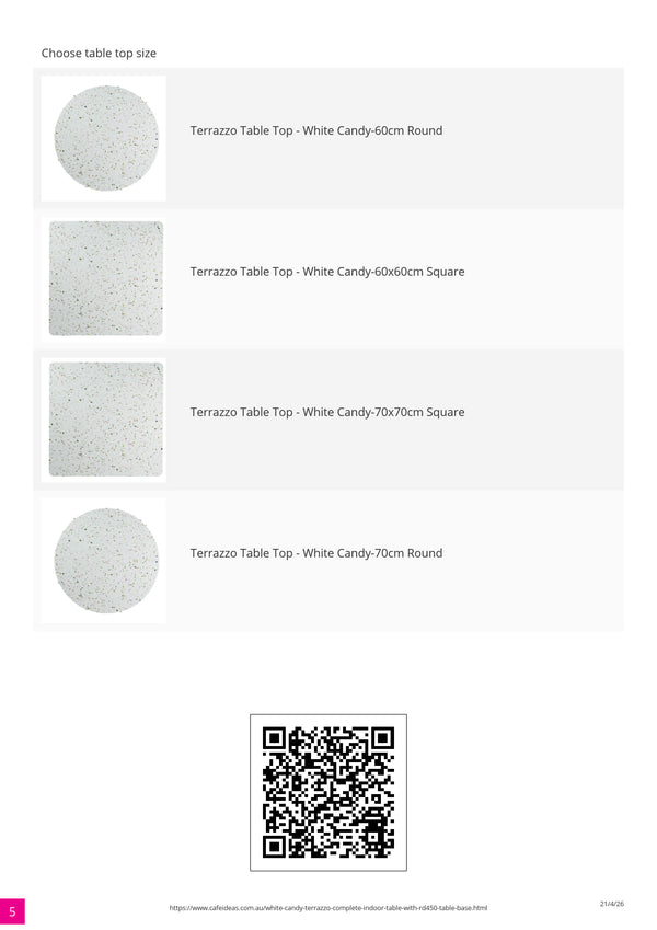 White Candy Terrazzo with RD450 Table Base