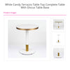 White Candy Terrazzo Table Top with Discus Table Base