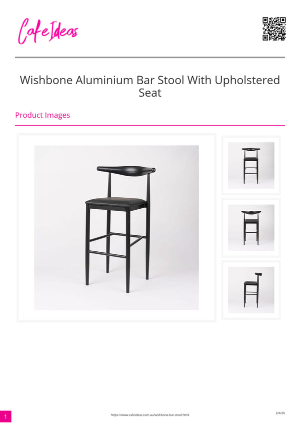 Wishbone Aluminium Bar Stool with Upholstered Seat