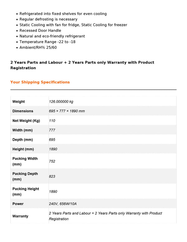 FED-X XF600SG - Upright Freezer
