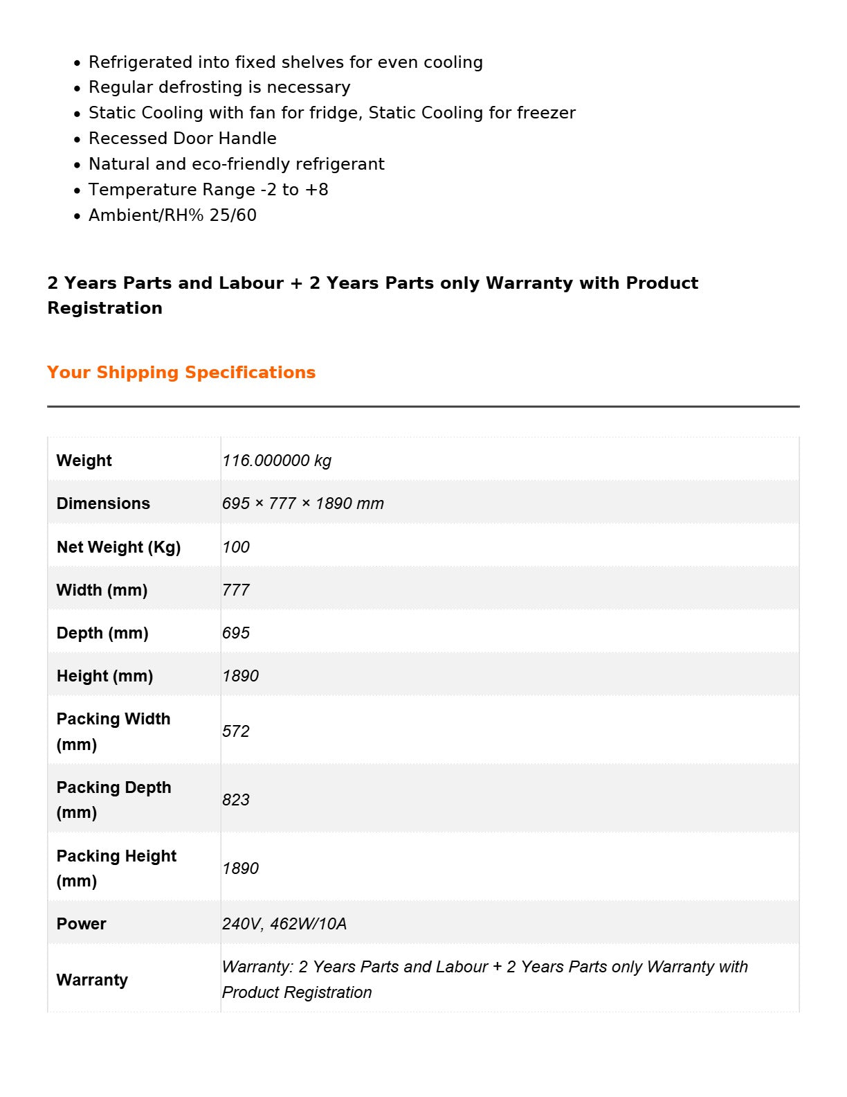 FED-X XR600SG - Upright Fridge