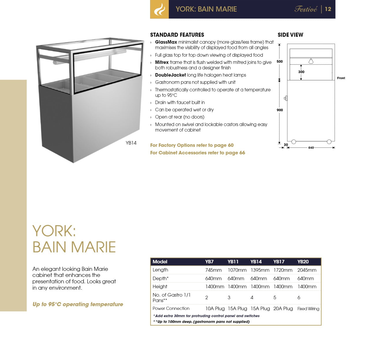 Festive York 1070 - 3 Pan Bain Marie
