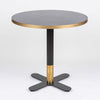 Gold Aluminium Edge Sintered Laurent Black Stone Table with Black Brass Cross Table Base