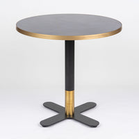 Gold Aluminium Edge Sintered Laurent Black Stone Table with Black Brass Cross Table Base