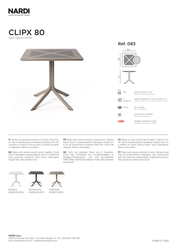 Nardi Clip X 80 Outdoor Resin Table