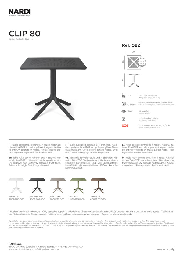 Nardi Clip 80 Outdoor Resin Table