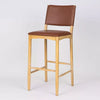 Pascal Timber Bar Stool with Tan PU Seat and Backrest