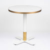 Gold Aluminium Edge Sintered White Stone Table with White Brass Cross Table Base