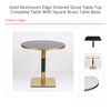 Gold Aluminium Edge Laurent Black Sintered Stone Table Top with Square Brass Table Base
